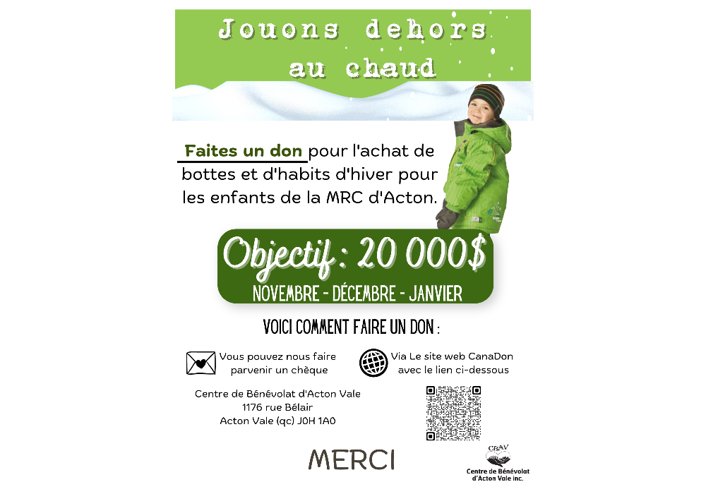 Le service Jouons dehors au chaud est de retour!